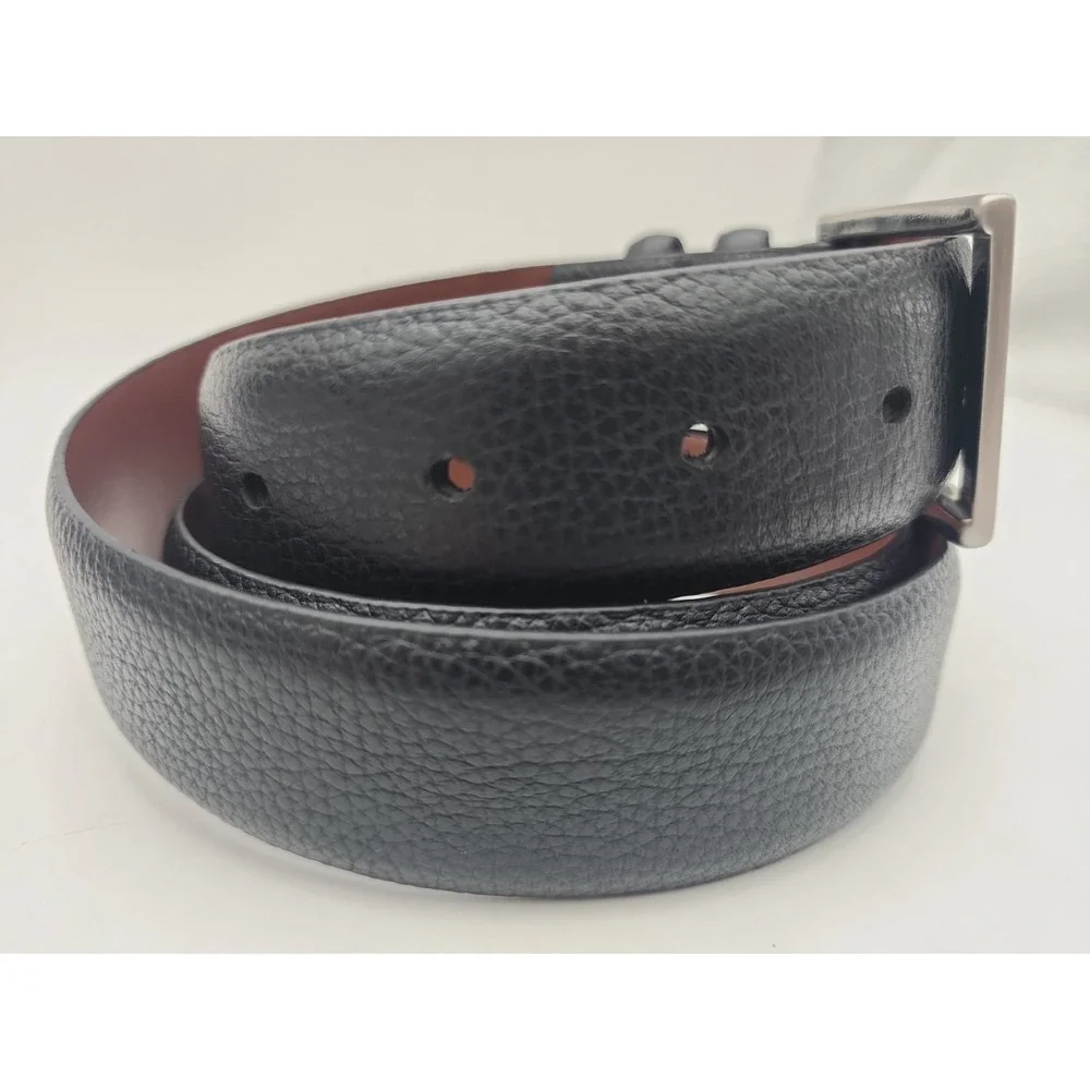 Daniel Cremieux Black Belt Silver Tone Buckle Double Loop Italian Leather Sz 40